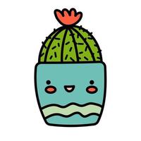 schattige cactus in een pot, doodle illustratie vector