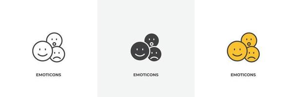 emoticons icoon. lijn, solide en gevulde omtrek kleurrijke versie, omtrek en gevuld vectorteken. idee symbool, logo afbeelding. vectorafbeeldingen vector