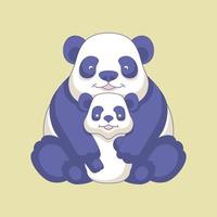 schattige panda die zijn welp knuffelt vector