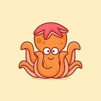 schattige octopus met zeester cartoon logo pictogram vectorillustratie vector