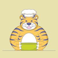 tijger chef-kok mascotte logo schattige vectorillustratie vector