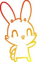 warme gradiënt lijntekening schattige cartoon konijn vector