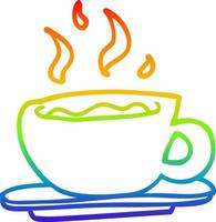 regenbooggradiënt lijntekening cartoon koffiekopje vector