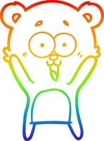 regenbooggradiënt lijntekening lachende teddybeer cartoon vector