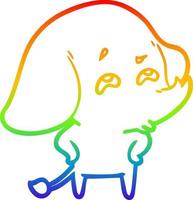 regenbooggradiënt lijntekening cartoon olifant onthouden vector