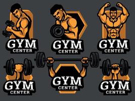 set gymlogo's en emblemen vector