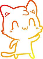 warme gradiënt lijntekening cartoon gelukkige kat vector