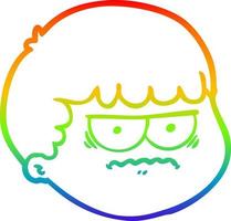 regenbooggradiënt lijntekening cartoon mannelijk gezicht vector