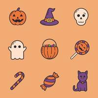 trick or treat halloween icon set vector