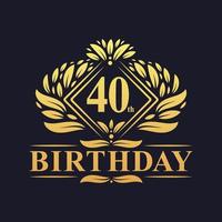 40 jaar verjaardagslogo, luxe gouden 40e verjaardagsviering. vector