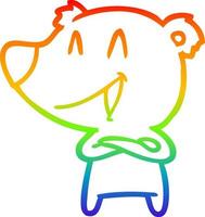 regenbooggradiënt lijntekening lachende beer met gekruiste armen cartoon vector