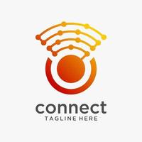 draadloos tech connect-logo-ontwerp vector