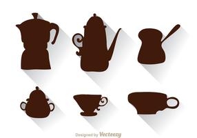 Arabische Koffie Pot En Kop Silhouet vector