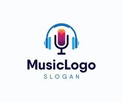 muziek logo ontwerp. podcast-logo sjabloon. vector