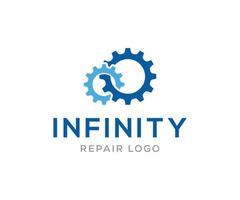 Infinity reparatie logo, reparatie logo ontwerpsjabloon. vector