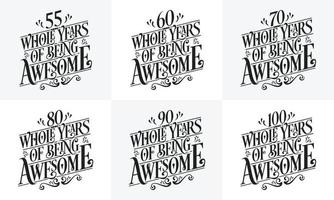gelukkige verjaardag ontwerpset. beste verjaardag typografie citaat ontwerp bundel 50, 60, 70, 80, 90, 100 hele jaren van geweldig zijn. vector