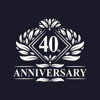 40 jaar jubileumlogo, luxe bloemen 40-jarig jubileumlogo. vector