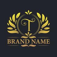 vintage luxe gouden t letter logo ontwerp. vector