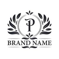 vintage elegante p brief logo ontwerpsjabloon. vector