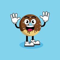 illustratie vector grafische stripfiguur van schattige mascotte donut met pose. geschikt voor kinderboekillustratie.
