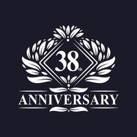 38 jaar jubileumlogo, luxe bloemen 38-jarig jubileumlogo. vector