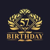 57 jaar verjaardagslogo, luxe gouden 57e verjaardag. vector