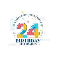 24 verjaardagsviering, modern 24ste verjaardagsontwerp vector