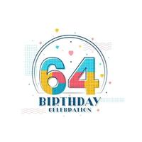64 verjaardagsviering, modern 64e verjaardagsontwerp vector