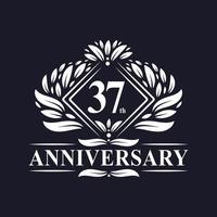 37 jaar jubileumlogo, luxe bloemen 37e verjaardagslogo. vector