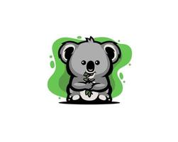 schattige koala die cartoonillustratie eet vector