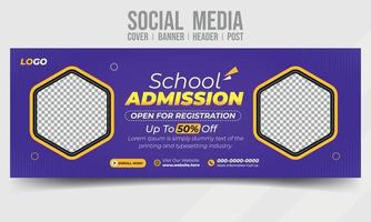 school toelating registratie sociale media dekking banner kop post vector sjabloonontwerp