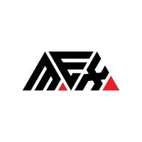 mex driehoek brief logo ontwerp met driehoekige vorm. mex driehoek logo ontwerp monogram. mex driehoek vector logo sjabloon met rode kleur. mex driehoekig logo eenvoudig, elegant en luxueus logo. mex