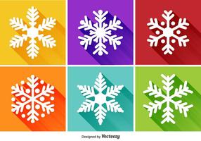 Sneeuwvlokken Platte Pictogrammen vector