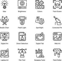 digitale kunst en tekening iconen set geïsoleerd op een witte achtergrond vector