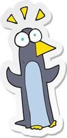 sticker van een cartoon verraste pinguïn vector