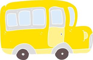 egale kleurenillustratie van een cartoon gele schoolbus vector