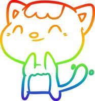regenboog gradiënt lijntekening schattige gelukkige kleine kat vector