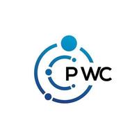 pwc brief technologie logo ontwerp op witte achtergrond. pwc creatieve initialen letter it logo concept. pwc brief ontwerp. vector