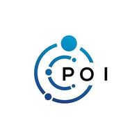 poi brief technologie logo ontwerp op witte achtergrond. poi creatieve initialen letter it logo concept. poi brief ontwerp. vector