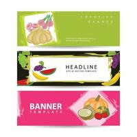 fruitbanner set met frame voor winkel of markttekst vectorillustratie vector