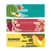 verse zomerfruit banner set markt product vectorillustratie vector