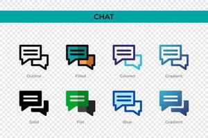 chatpictogram in verschillende stijl. chat vector iconen ontworpen in omtrek, effen, gekleurd, gevuld, verloop en platte stijl. symbool, logo afbeelding. vector illustratie