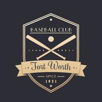 honkbal vintage embleem, logo, badge, goud op donker, vectorillustratie vector