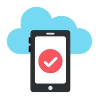 premium downloadpictogram van geverifieerde cloud mobiel vector