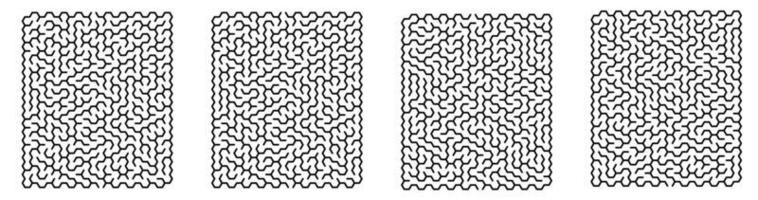 kinder spelletjes. set vierkante doolhoven met zeshoekige cellen. puzzels en spelletjes voor de ontwikkeling van intelligentie bij een kind en een volwassene. vector