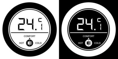 wandgemonteerde digitale controller, regelaar voor afstandsbediening van klimaat in huis. onderdeel van het slimme huissysteem. comfortabele kamertemperatuur. vector, pictogram vector