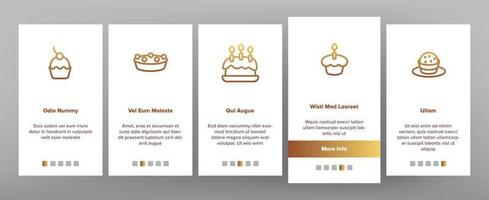 zoete cheesecakes, bakkerij vector onboarding mobiele app paginascherm
