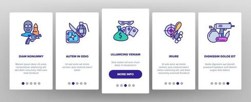 criminele handelingen, bandiet vector onboarding mobiele app paginascherm