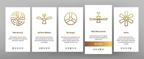 plafondventilatoren, propellers vector onboarding mobiele app paginascherm