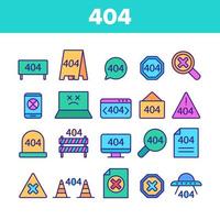kleur 404 http-foutbericht vector lineaire pictogrammen set